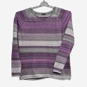 Eddie Bauer Women’s XXL Striped Cotton Crewneck Pullover Sweater